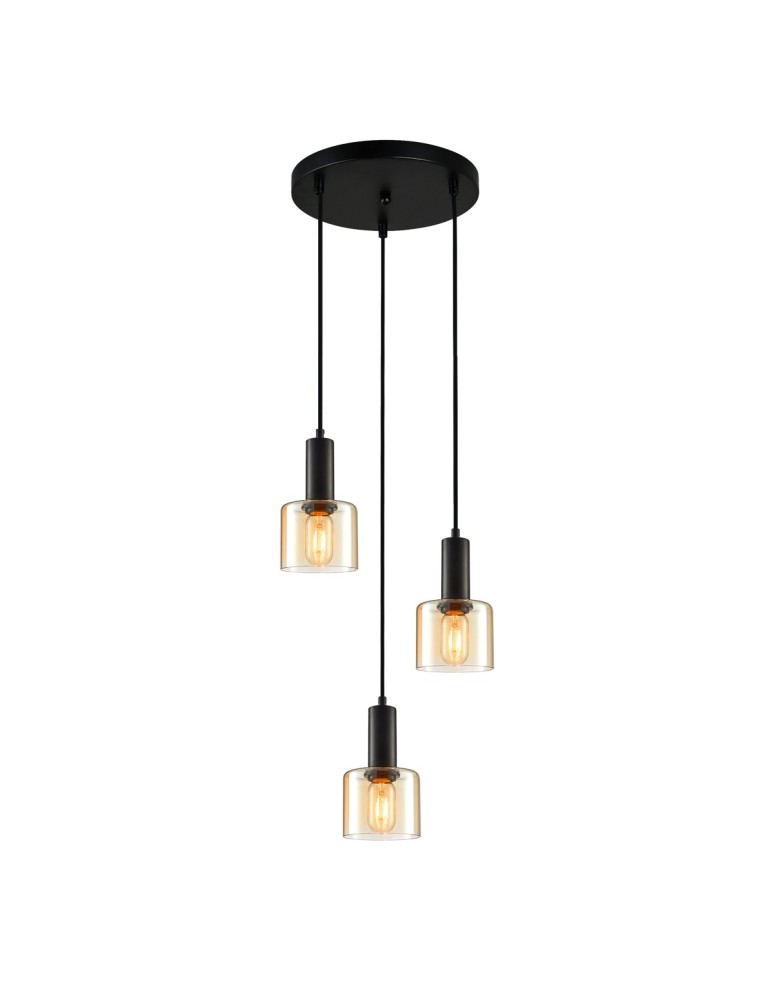 Pendant lamps - ITALUX Santia Pendant E27 3x40W Black PND-65342-3A-BK+AMB - product kolory-swiatla.pl 1