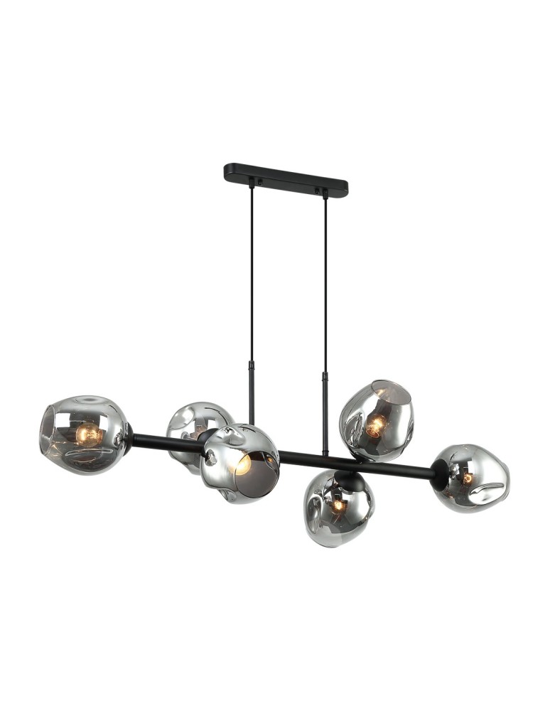 Pendant lamps - ITALUX Borgo Pendant E27 6x40W Black/Smoky PND-30843-6 BK+SG - product kolory-swiatla.pl 1