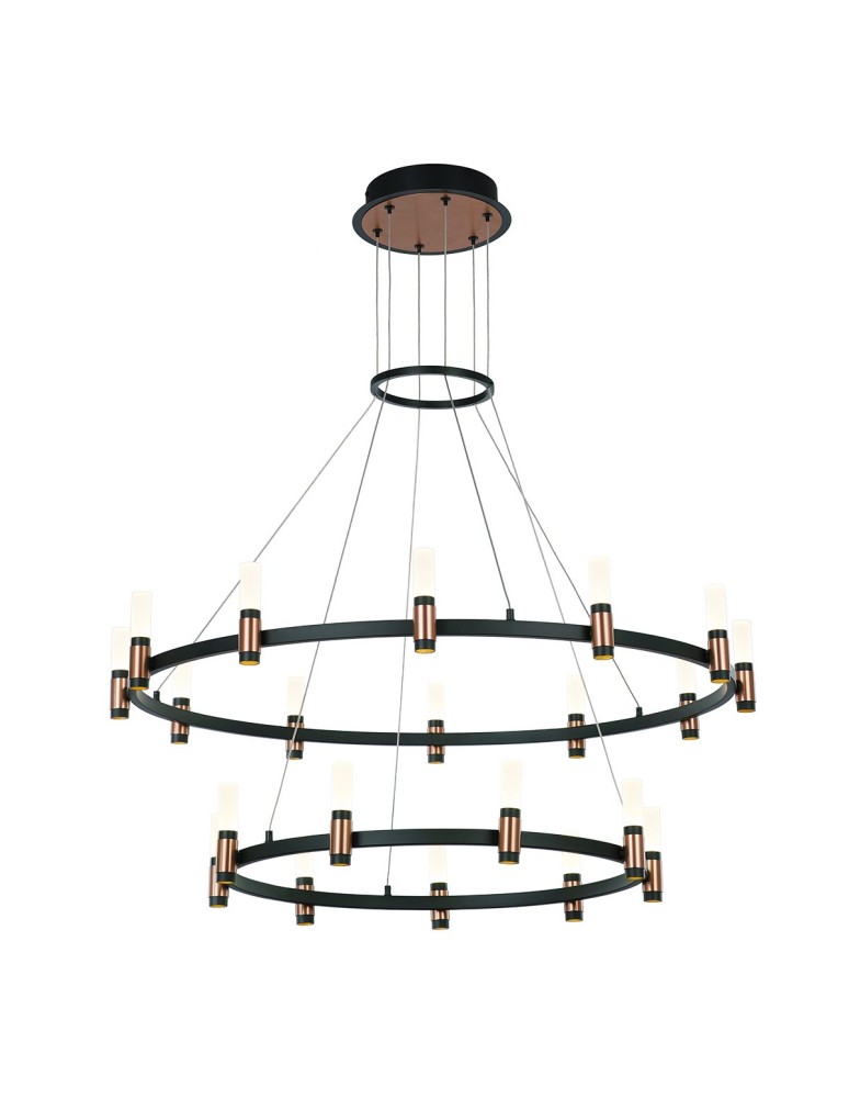 LED pendant lamps - ITALUX Alamo LED Pendant Integrated 84W 3000K 3360lm Black/Brown PND-280110130-21B-MBL - product kolory-swiatla.pl 1