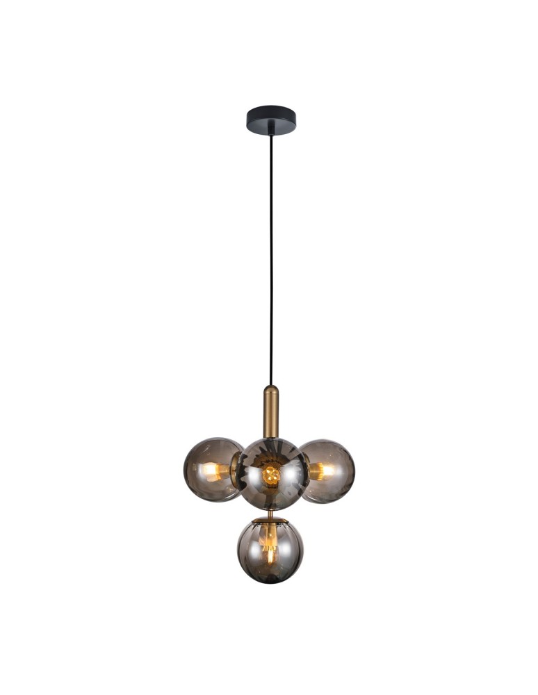 Pendant lamps - ITALUX Ravena Pendant E27 LED integrated 4x5W Brass/Smoke PND-2324-4B BRO+SG - product kolory-swiatla.pl 1
