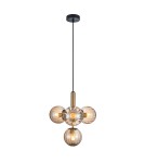 Brass-colored pendant lamps - ITALUX Ravena Pendant E27 LED integrated 4x5W Brass/Amber PND-2324-4B BRO+AMB - product 1