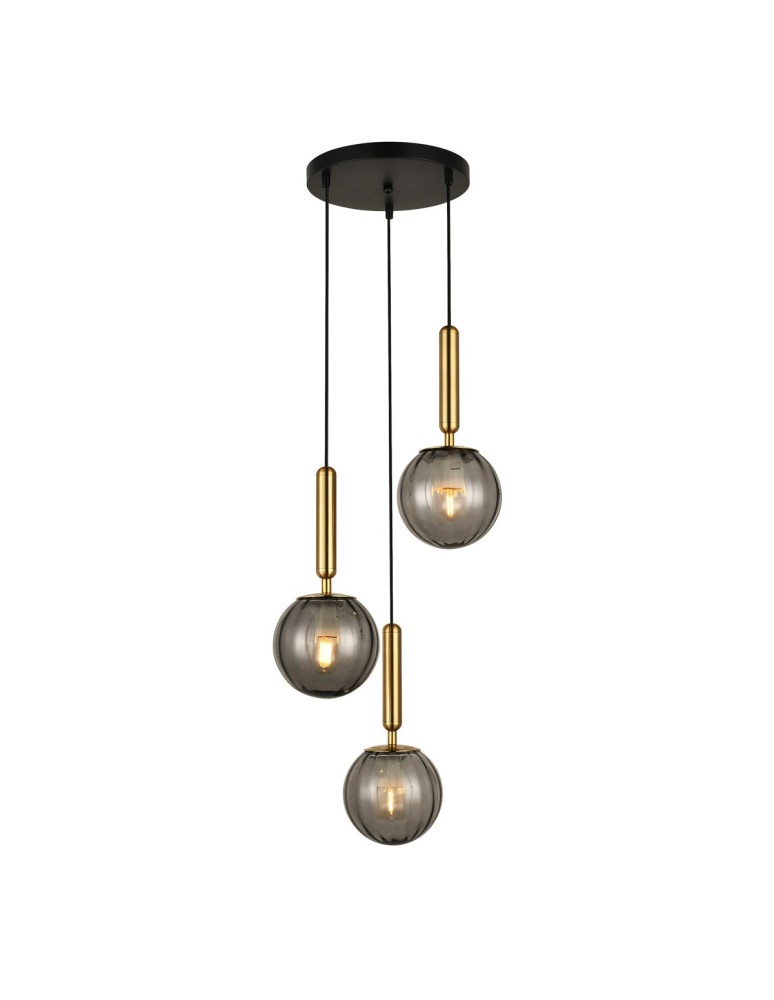 Pendant lamps - ITALUX Ravena Pendant E27 LED integrated 3x5W Brass/Smoke PND-2324-3A BRO+SG - product kolory-swiatla.pl 1