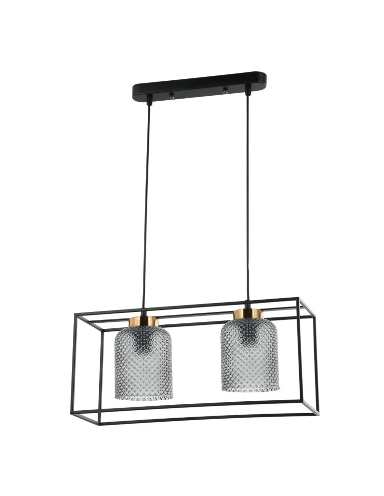 Loft pendant lamps - ITALUX Sinella Pendant E27 2x40W Black PND-23231-2-BK+SG - product kolory-swiatla.pl 1