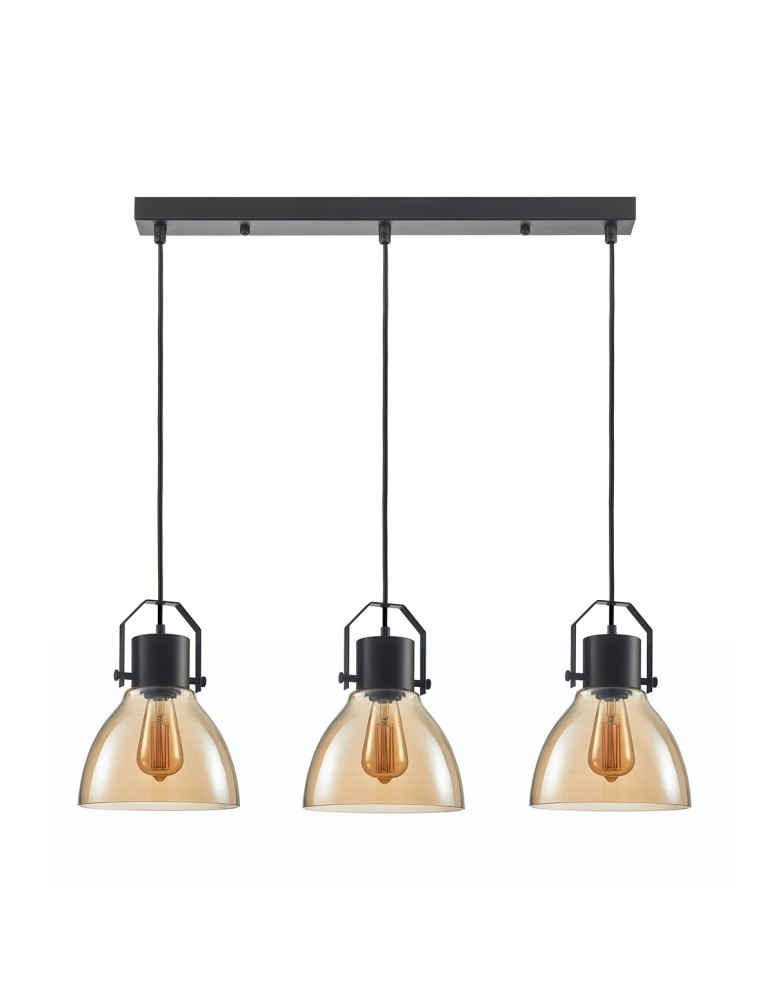 Loft pendant lamps - ITALUX Darlena Pendant E27 3x40W Black PND-22371-3-BK+AMB - product kolory-swiatla.pl 1