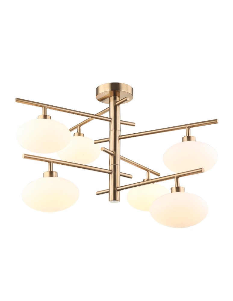 Brass-colored pendant lamps - ITALUX Fiorenzo Pendant G9 6x25W Brass MXM3661-6 BRO+W - product kolory-swiatla.pl 1