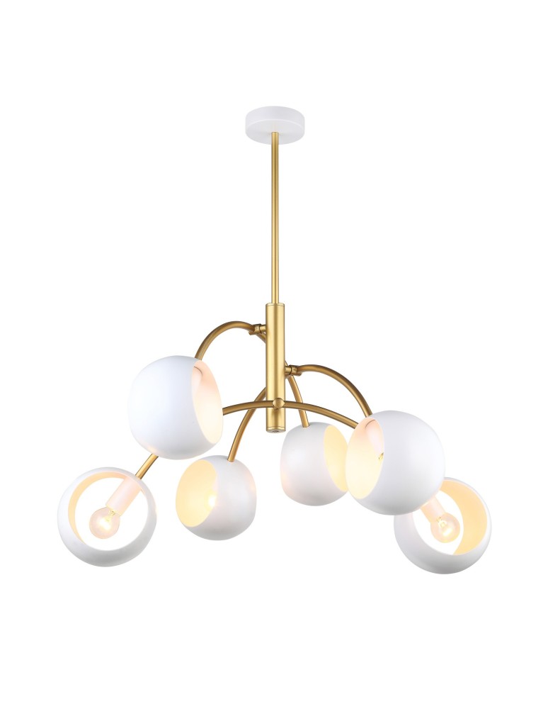 Pendant lamps - ITALUX Melvo Pendant E14 6x60W White/Gold MDM-3691/6 GD+W - product kolory-swiatla.pl 1