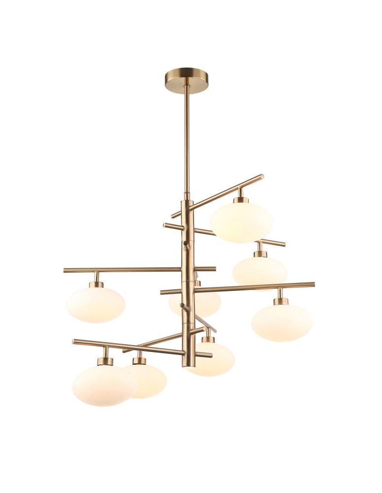 Brass-colored pendant lamps - ITALUX Fiorenzo Pendant G9 8x25W Brass MDM3661-8 BRO+W - product kolory-swiatla.pl 1