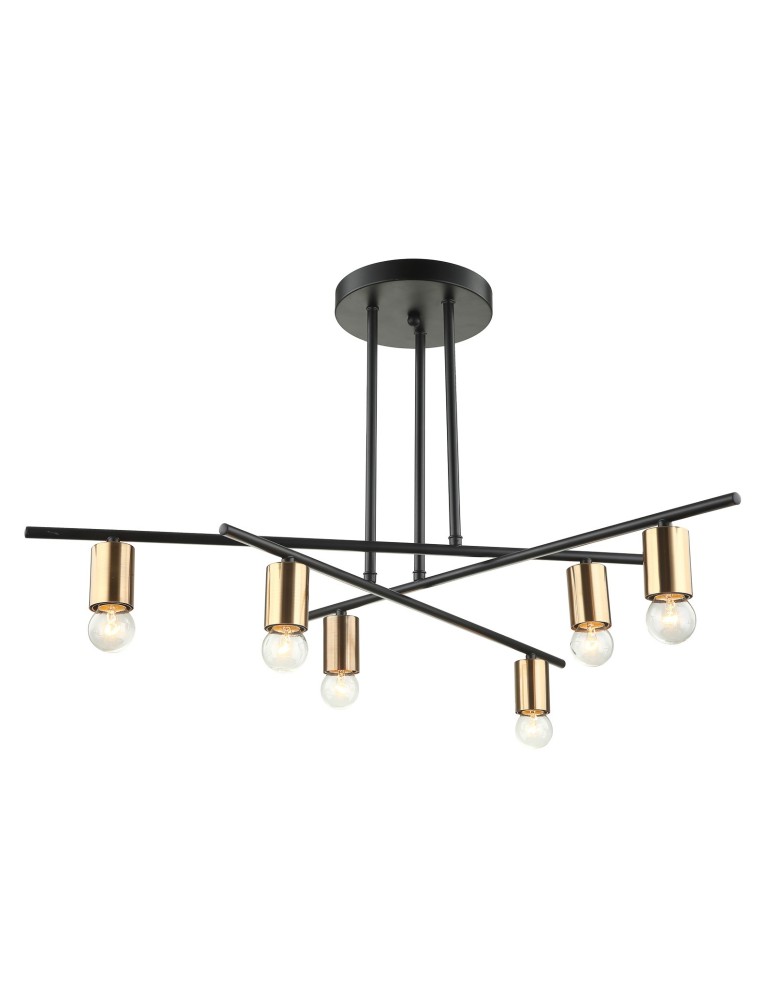 Loft pendant lamps - ITALUX Normani Pendant E27 6x60W Brown/Black MDM3658/6 BK+BRO - product kolory-swiatla.pl 1