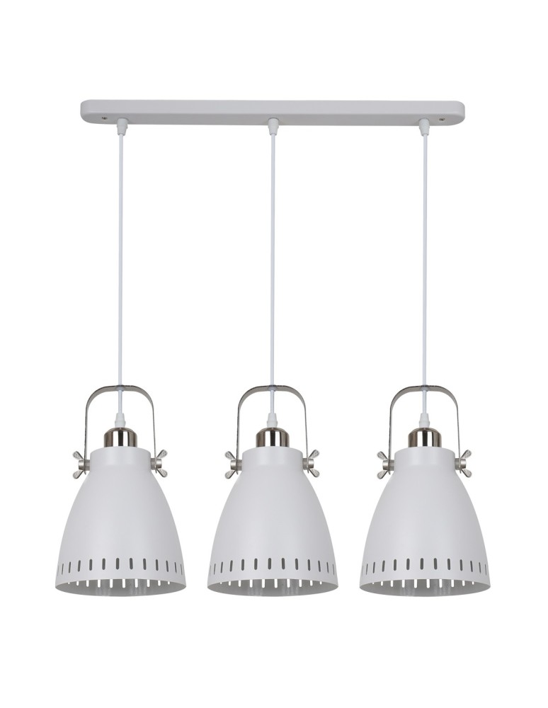 Pendant lamps on a strip - ITALUX Franklin Pendant E27 3x60W White/Nickel MD-HN8026S-3-WH+S.NICK - product kolory-swiatla.pl 1