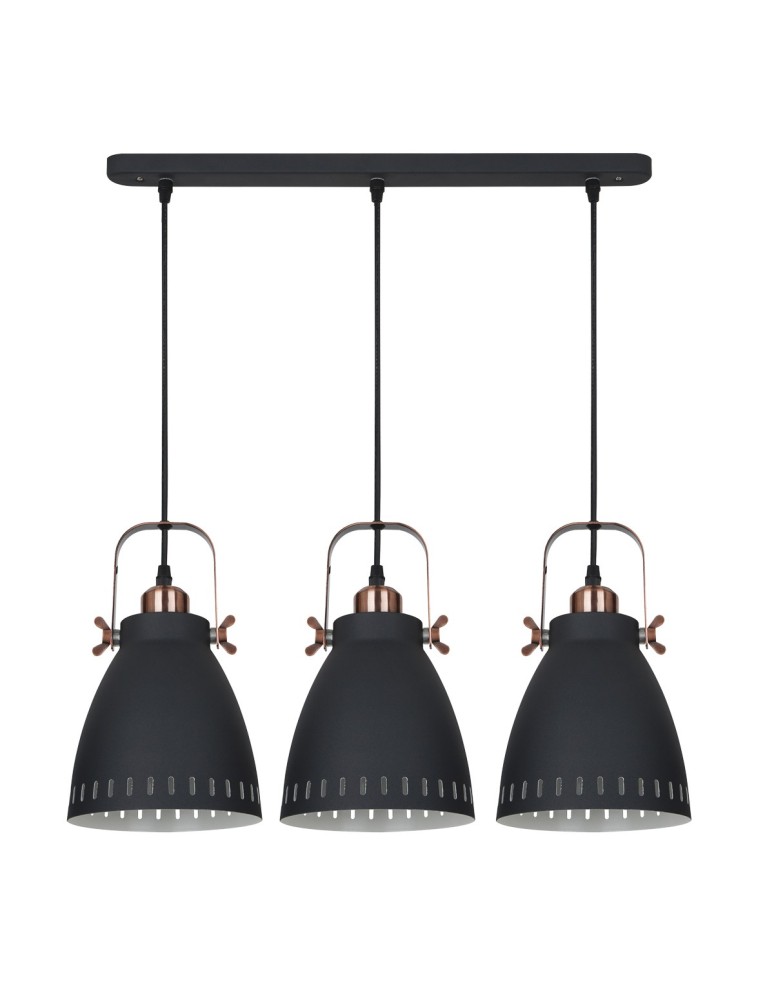 Pendant lamps on a strip - ITALUX Franklin Pendant E27 3x60W Graphite/Red MD-HN8026S-3-B+RC - product kolory-swiatla.pl 1
