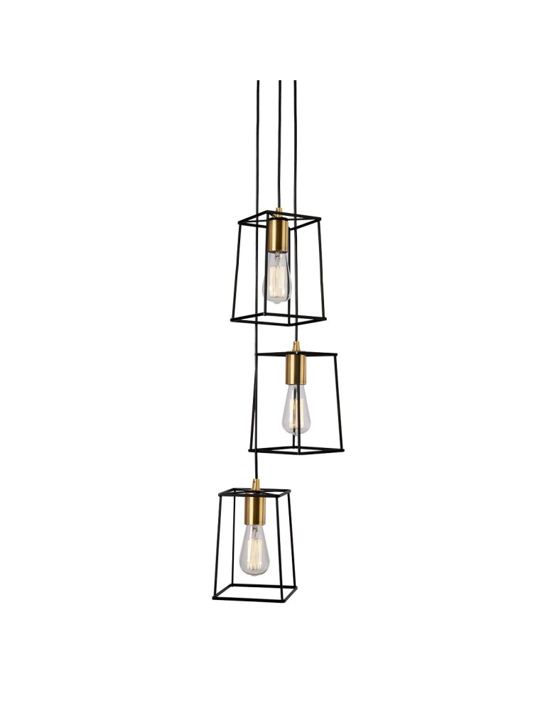 Loft pendant lamps - ITALUX Alanis Pendant E27 3x60W Black/Gold MD-BR16556-D3-B/G - product kolory-swiatla.pl 1