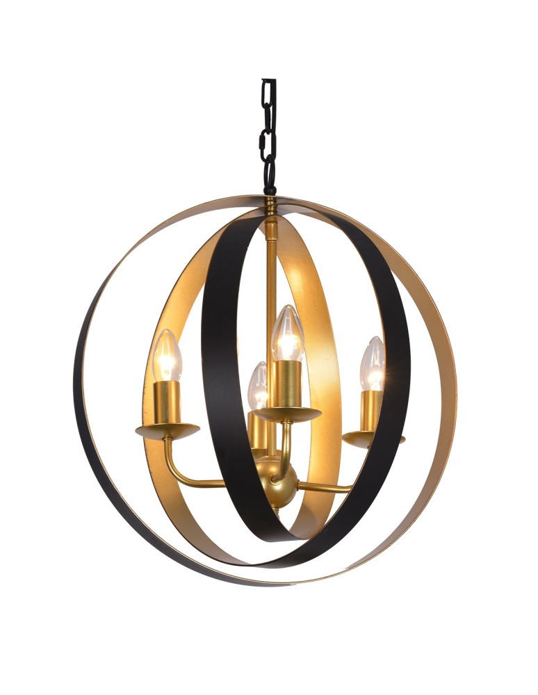 Geometric chandeliers - ITALUX Kaia Pendant E14 4x40W Black/Gold MD-BR16079-D4-B/G - product kolory-swiatla.pl 1