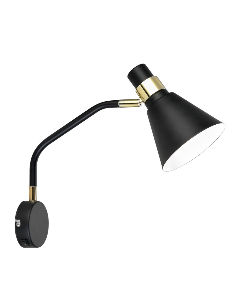 Loft wall lamps - industrial - ITALUX Biagio Wall lamp E14 1x40W Black/Gold MB-H16079BM-1 - product kolory-swiatla.pl 1