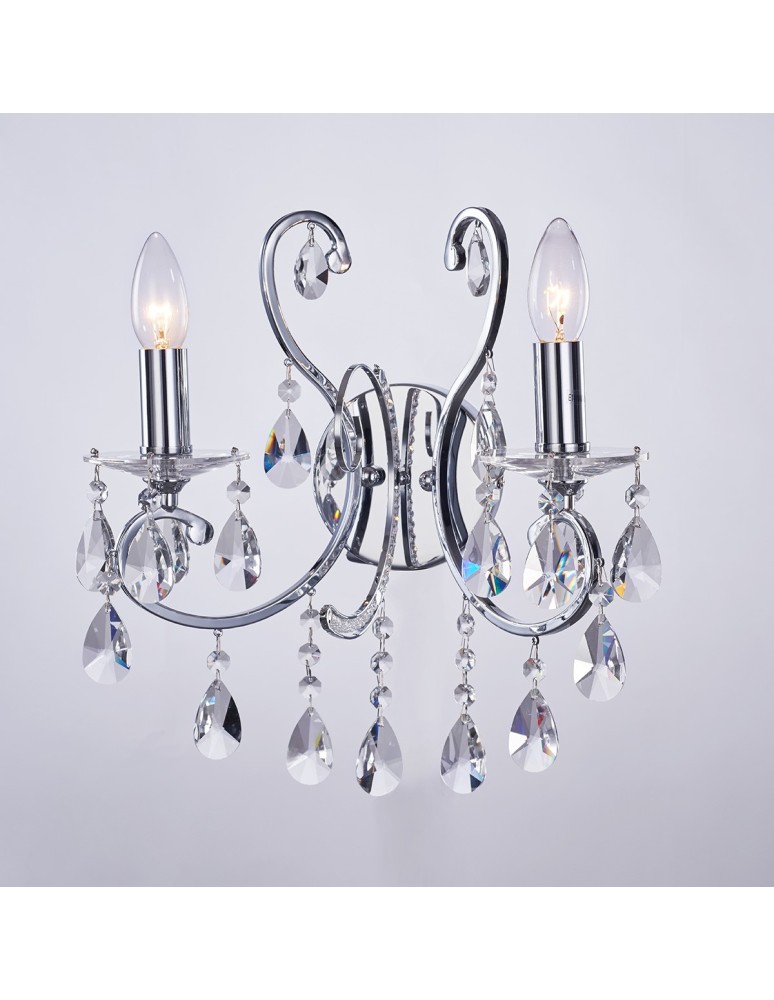 Glamour wall lamps - ITALUX Barocco Chrome Wall lamp E14 2x40W Black MB72709-2A - product kolory-swiatla.pl 1
