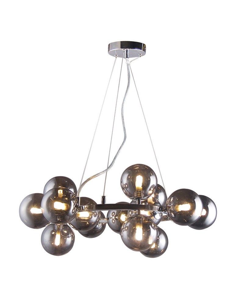 Pendant lamps spheres - ITALUX Marbelio Pendant G9 15x28W Chrome/Smoke PND-6161-15 CH+SM - product kolory-swiatla.pl 2