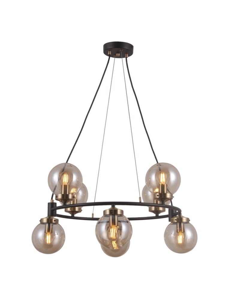 Pendant lamps spheres - ITALUX Galvez Pendant E14 8x5W Black/Brown PND-28622-8A - product kolory-swiatla.pl 2