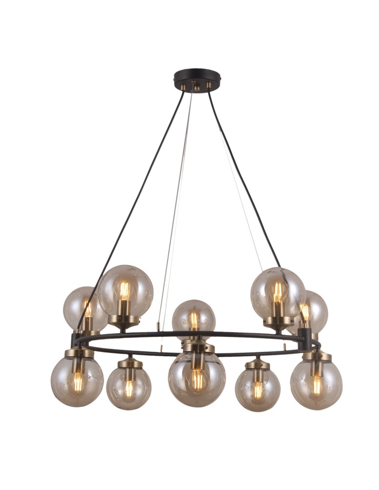 Pendant lamps spheres - ITALUX Galvez Pendant E14 10x5W Black/Brown PND-28622-10A. - product kolory-swiatla.pl 2