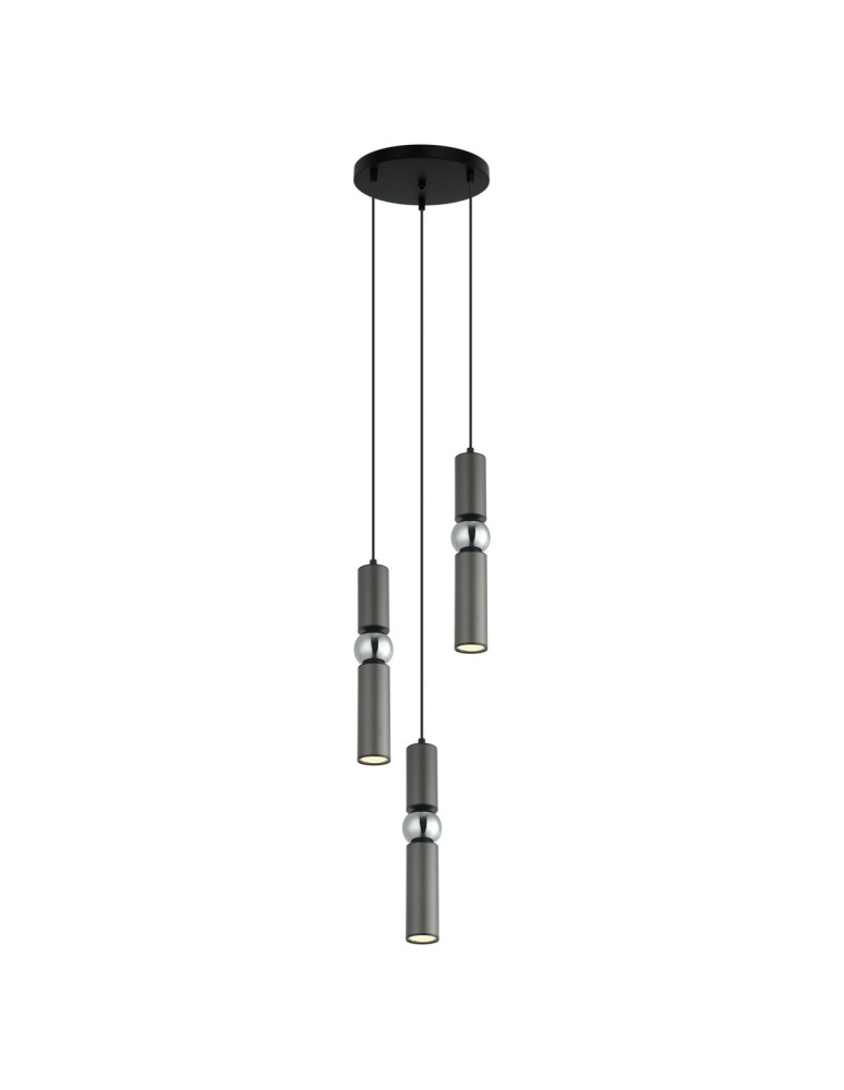 Pendant lamps - ITALUX Isidora Pendant GU10 3x25W Black/Grey/Chrome PND-14290-3-GR - product kolory-swiatla.pl 2