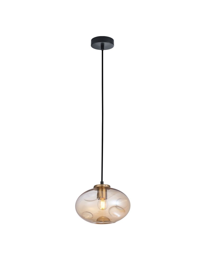 Pendant lamps - ITALUX Hatella Pendant E27 1x40W Copper/Black PND-112038-1-BRO+AMB - product kolory-swiatla.pl 2