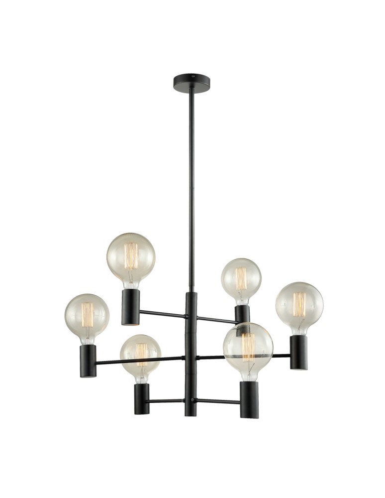 Scandinavian style chandeliers - ITALUX Veva Pendant E27 6x40W Black MDM3339/6 BK - product kolory-swiatla.pl 2