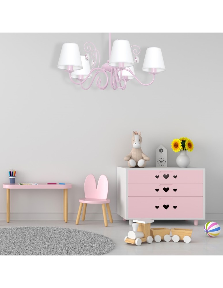 Children's pendant lamps - Milagro Chandelier SARA PINK 5xE14 MLP1052 - product kolory-swiatla.pl 3