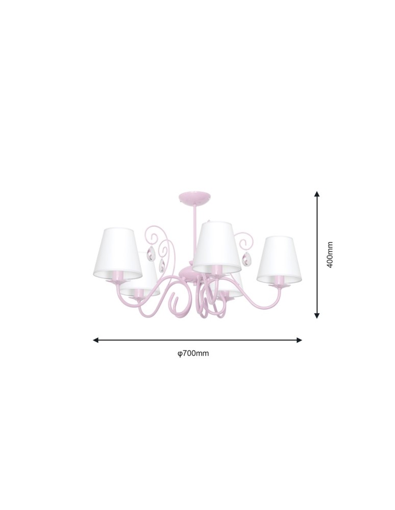Children's pendant lamps - Milagro Chandelier SARA PINK 5xE14 MLP1052 - product kolory-swiatla.pl 5