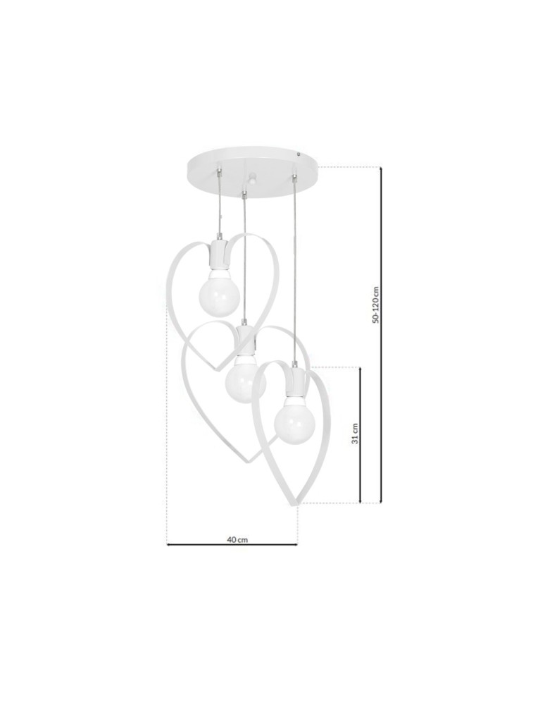 Children's pendant lamps - Milagro AMORE WHITE 3xE27 pendant lamp MLP9951 - product kolory-swiatla.pl 7