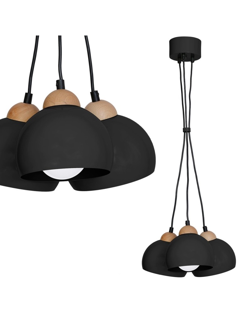 Pendant lamps - Milagro DAMA BLACK 3xE27 pendant lamp MLP6580 - product kolory-swiatla.pl 1