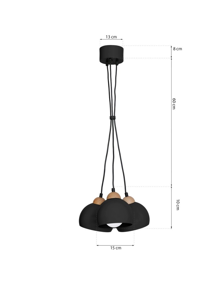 Pendant lamps - Milagro DAMA BLACK 3xE27 pendant lamp MLP6580 - product kolory-swiatla.pl 8