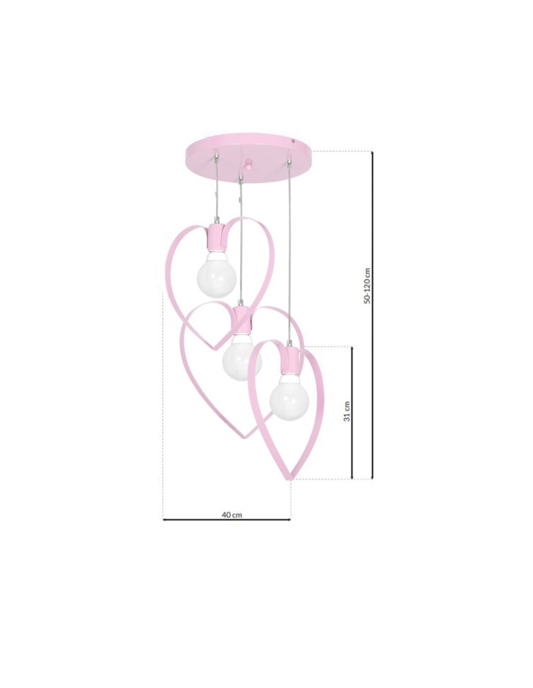 Children's pendant lamps - Milagro AMORE PINK 3xE27 pendant lamp MLP9954 - product kolory-swiatla.pl 7