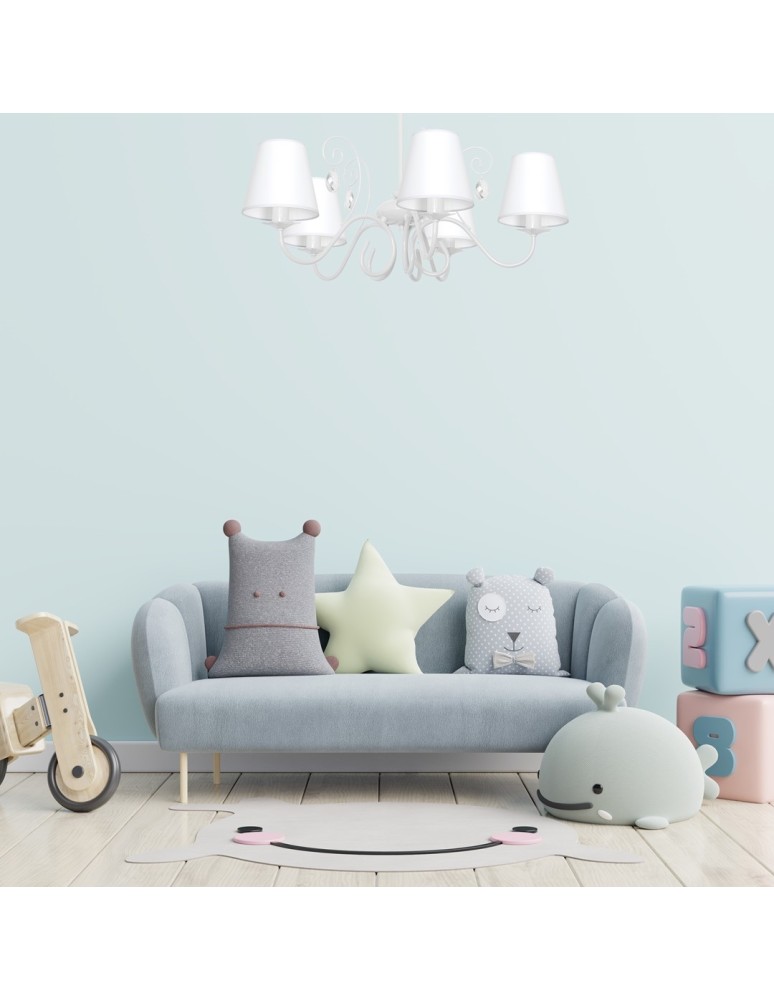 Children's pendant lamps - Milagro SARA WHITE 5xE14 chandelier MLP1049 - product kolory-swiatla.pl 4
