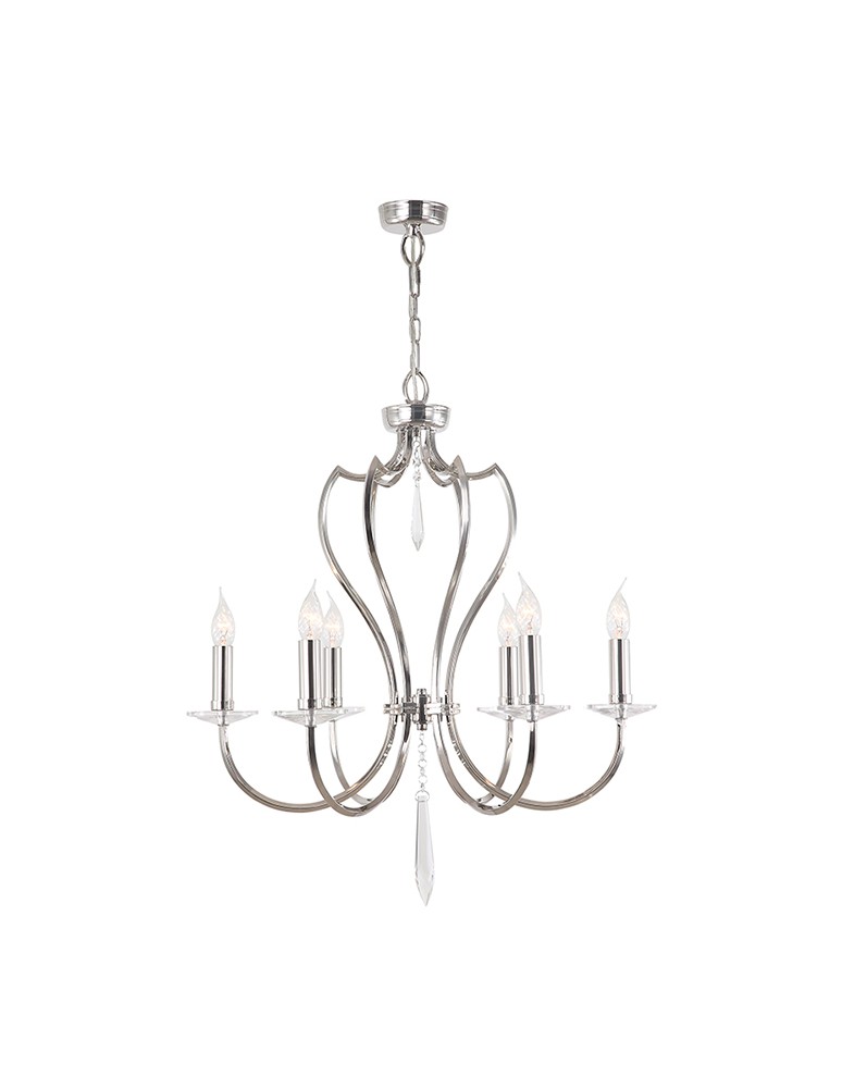 Chandelier chandeliers - Elstead PIMLICO 6x60W E14 PM6 PN Pendant. - product kolory-swiatla.pl 1