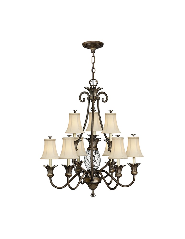 Chandelier with lampshade - Hinkley PLANTATION 10x60W E14 HK/PLANT10 PZ Pendant. - product kolory-swiatla.pl 1