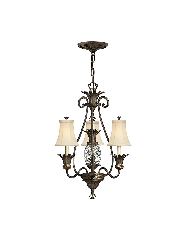 Chandelier with lampshade - Hinkley PLANTATION 4x60W E14 HK/PLANT3 PZ Pendant. - product kolory-swiatla.pl 1
