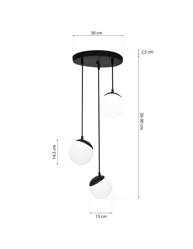 Milagro Lampa wisząca SFERA BLACK 3xE14 MLP8868