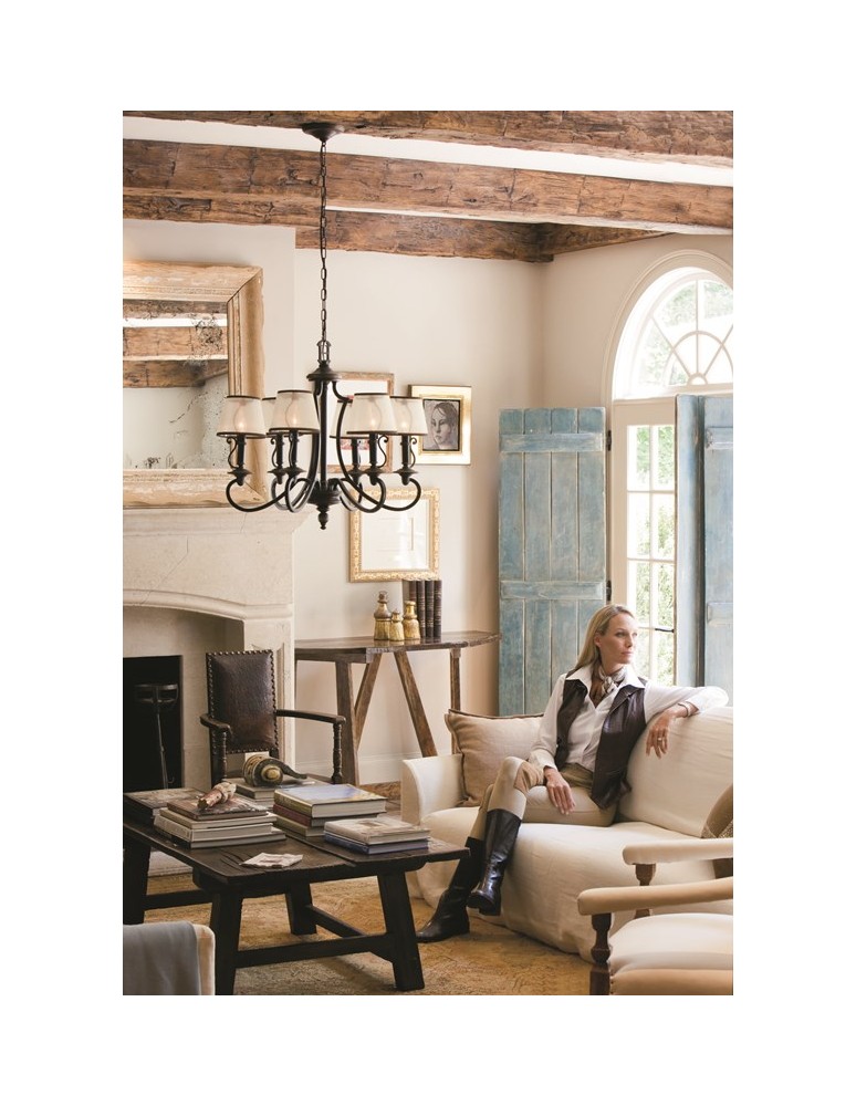 Chandelier with lampshade - Hinkley PLAYMOUTH 6x60W E14 HK/PLYMOUTH6 Pendant. - product kolory-swiatla.pl 2