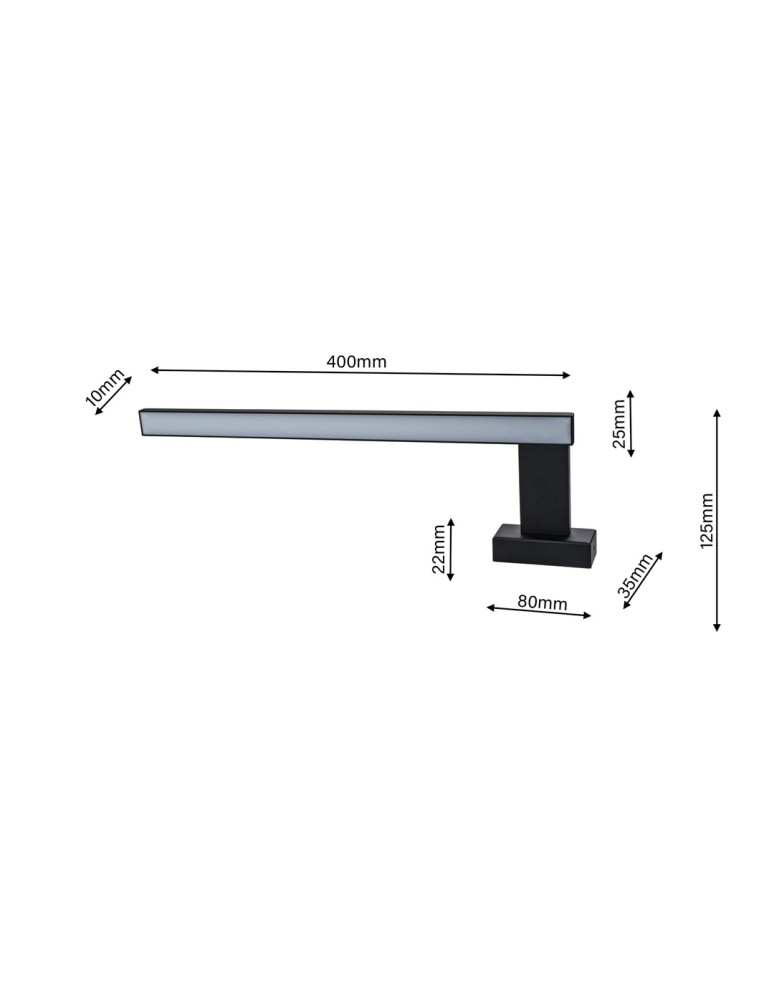 Bathroom wall lamps - Milagro SHINE BLACK 45cm 11W LED wall lamp ML4380 - product kolory-swiatla.pl 6