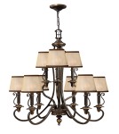 Chandelier with lampshade - Hinkley PLAYMOUTH 9x60W E14 HK/PLYMOUTH9 Pendant. - product 1