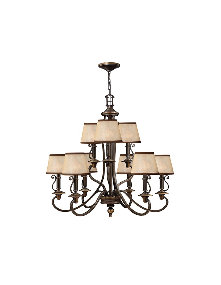 Chandelier with lampshade - Hinkley PLAYMOUTH 9x60W E14 HK/PLYMOUTH9 Pendant. - product kolory-swiatla.pl 1