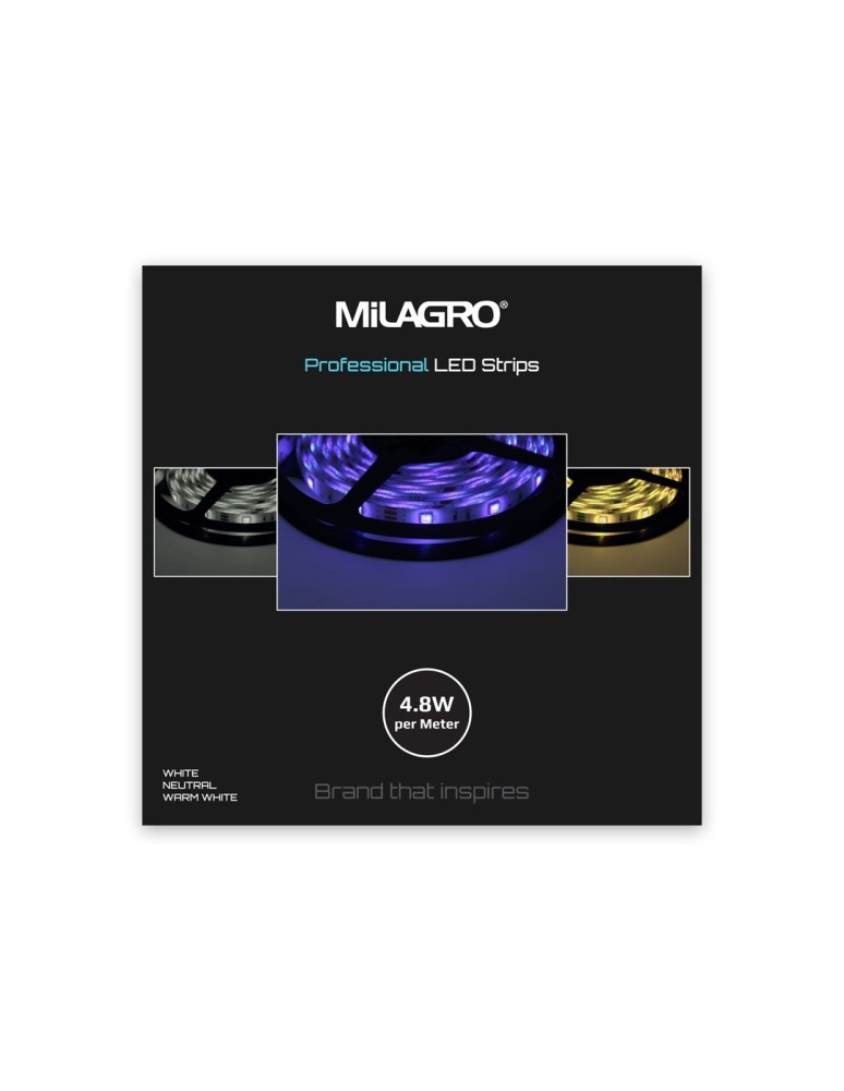 LED monocolor strips - Milagro Tape Pro 60 LED 24W 3000K IP65 5m ML4752 - product kolory-swiatla.pl 3