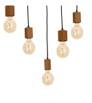 Boho pendant lamps - Milagro JACK 5xE27 Oak Pendant Lamp MLP4358 - product 3
