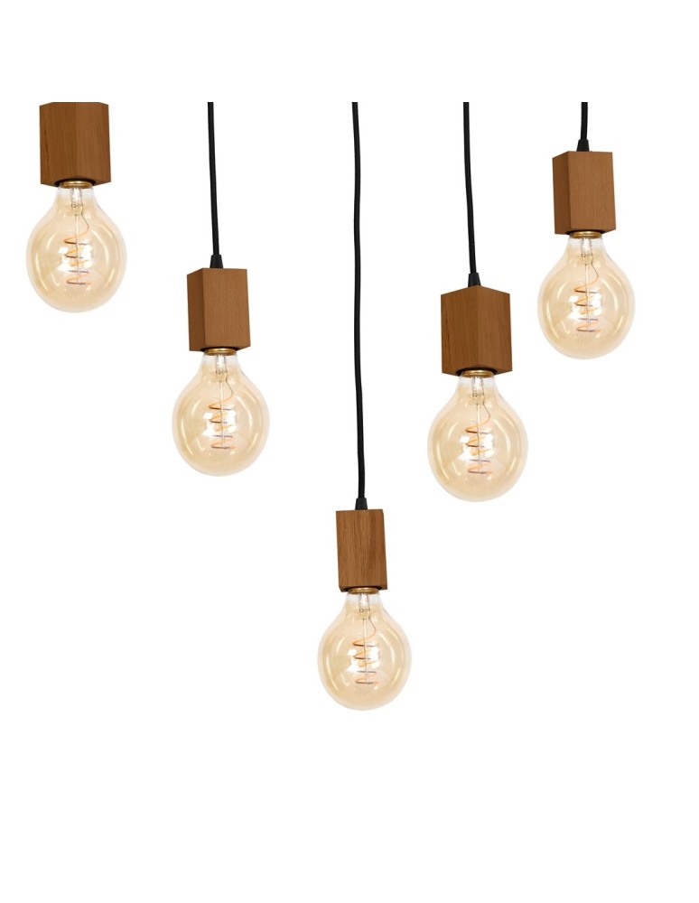 Boho pendant lamps - Milagro JACK 5xE27 Oak Pendant Lamp MLP4358 - product kolory-swiatla.pl 3