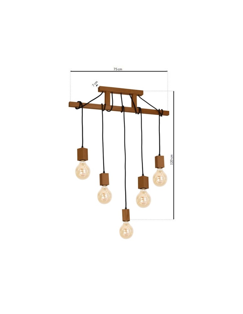 Boho pendant lamps - Milagro JACK 5xE27 Oak Pendant Lamp MLP4358 - product kolory-swiatla.pl 9