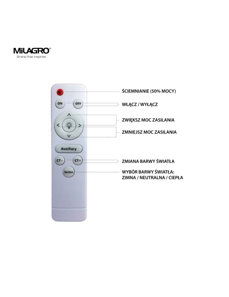 Plafonds with remote control - Milagro Plafon YAX 24W LED Dimmable+ Remote Control ML4402 - product kolory-swiatla.pl 2
