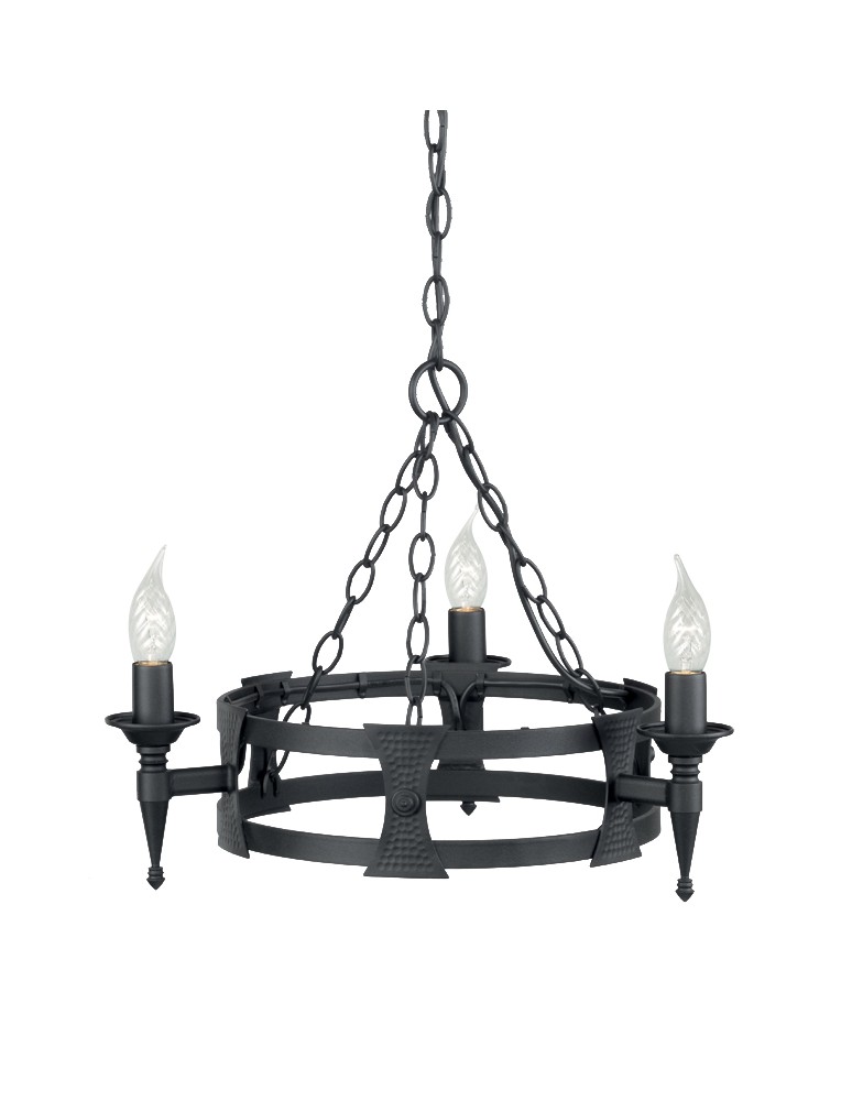 Rustic chandeliers - Elstead Lighting Interior Pendant SAXON 3x60W E14 SAX3 BLK. - product kolory-swiatla.pl 1