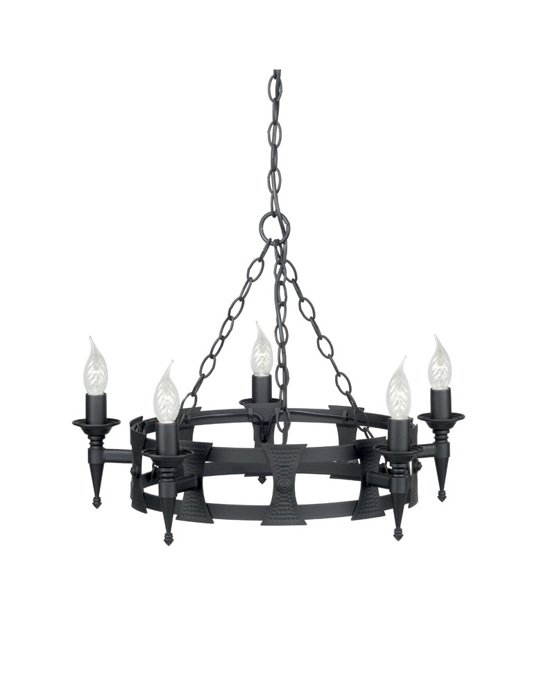 Rustic chandeliers - Elstead Lighting Interior Pendant SAXON 5x60W E14 SAX5 BLK. - product kolory-swiatla.pl 1