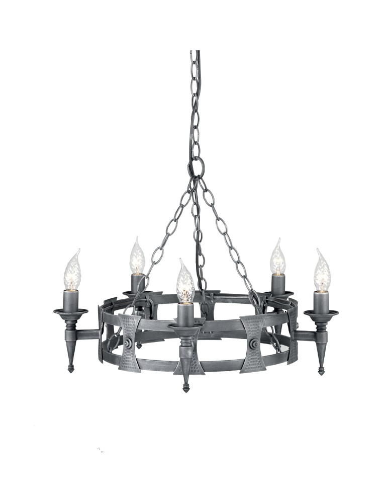 Rustic chandeliers - Elstead Lighting Interior Pendant SAXON 5x60W E14 SAX5 BLK/SIL. - product kolory-swiatla.pl 1