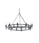 Rustic chandeliers - Elstead Lighting Interior Pendant SAXON 8x60W E14 SAX8 BLK/SIL. - product 1