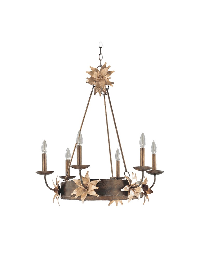 Rustic chandeliers - Elstead Lighting Flambeau Pendant SIMONE 6x60W E14 FB/SIMONE6 - product kolory-swiatla.pl 1