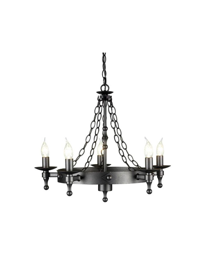 Rustic chandeliers - Elstead Lighting Interior Pendant WARWICK 5x60W E14 WR5 GRAPHITE - product kolory-swiatla.pl 1